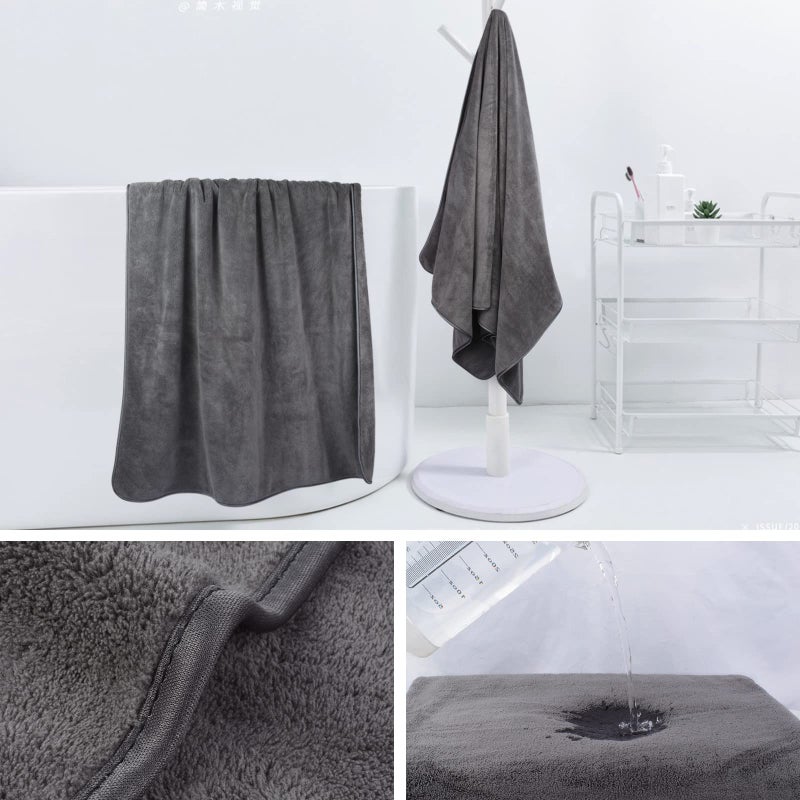KinHwa Microfiber Bath Towels Large Bathroom Towel Absorbent Shower Towels Soft Bath Towel Large Size for Women Men Ideal for Spa, Swimming, Pool Dark Gray (2, Grey, 30x60 inch) - Image 4